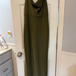 Taylor Olive Green Cowl Neck Maxi Dress